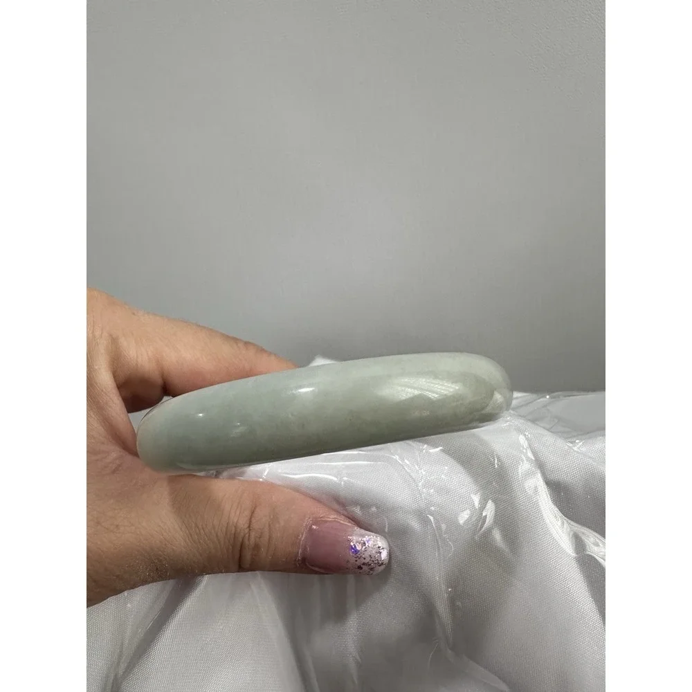 Natural White Icy Jade Bangle Bracelet 58.6mm | Translucent Mutton Fat Style L10